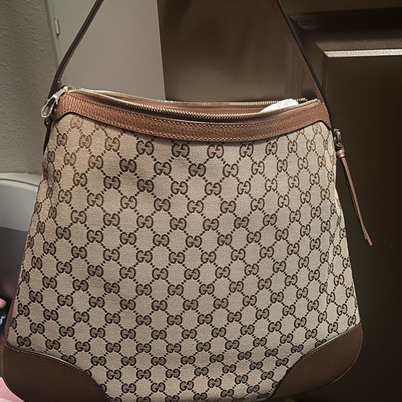 Gucci Handbags - Gucci Brown Bree GG Canvas Shoulder Bag